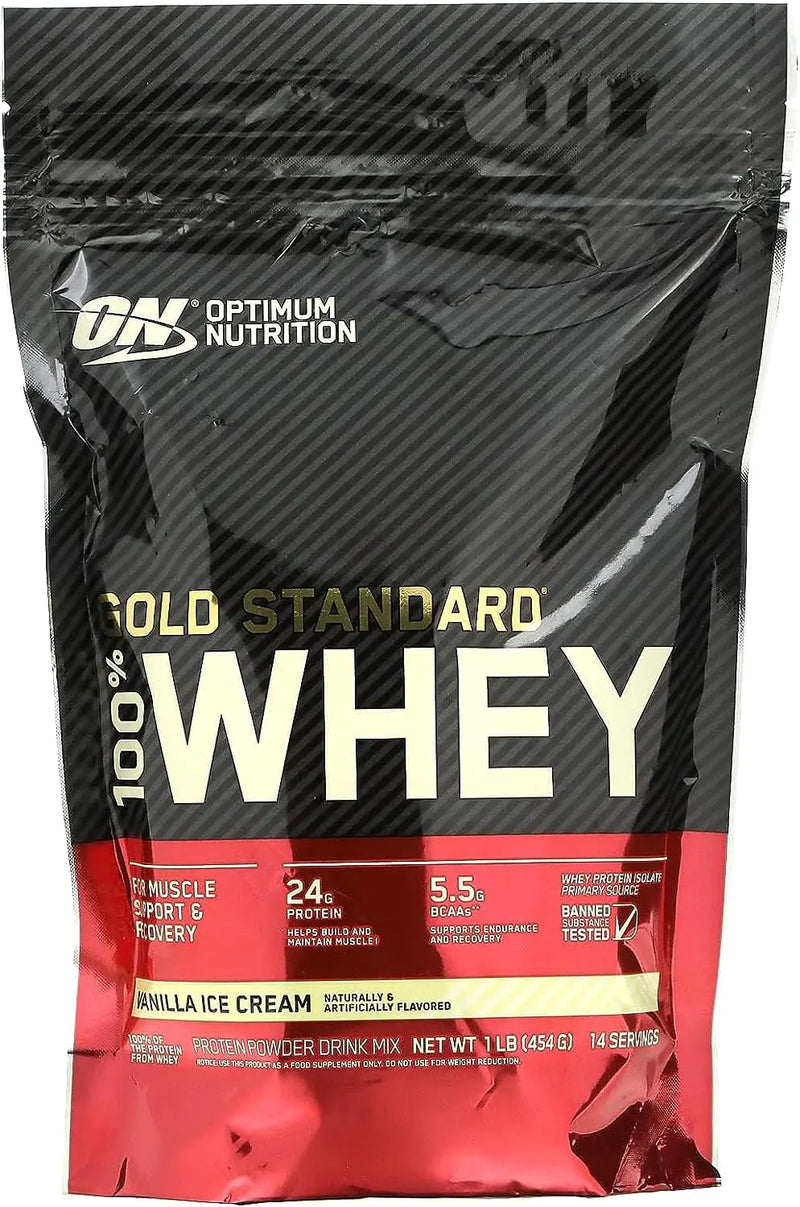 Optimum Nutrition Gold Standard 100% Whey Protein Powder Vanilla Ice Cream 1 Pound (Packaging May Vary)